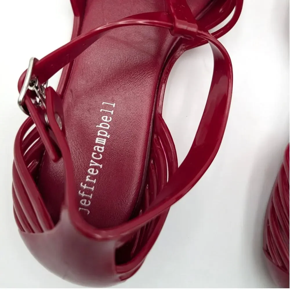 Jeffrey Campbell Squeaky Jelly Flat Shoes Women's Cherry Red Size US8 EU38